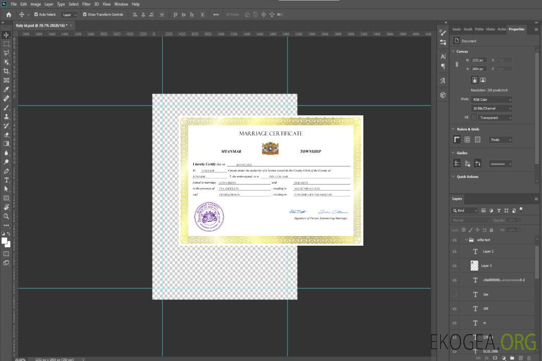 Modèle Word et PDF de certificat de mariage au Myanmar template